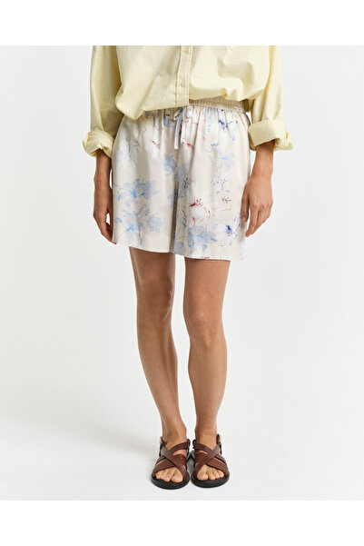 Gant Kadın Krem Relaxed Fit Desenli Şort