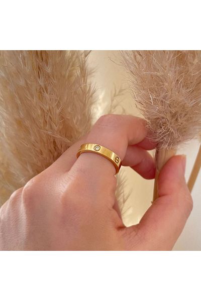nerora Stainless Steel Gold Ring (Guaranteed No Tarnish)