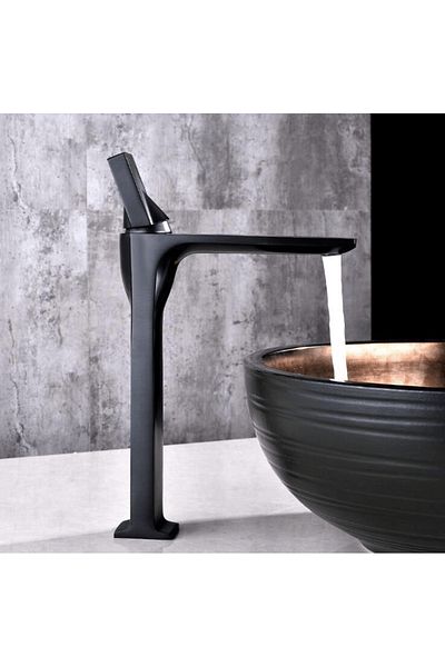 CasaVie Baterie lavoar slim, neagra, cu montare pe blat, cod 1256