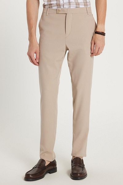 Tudors Men's Slim Fit Slim Fit Chino Side Pocket Cotton Stone Trousers