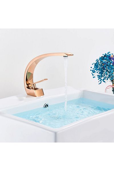 CasaVie Bathroom sink faucet, bronze, C-shaped curved, code 1278