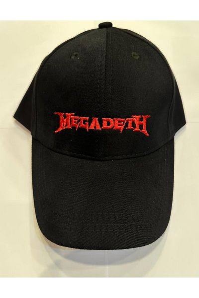 orijintex Megadeth Red Written Embroidered Unisex Black Hat