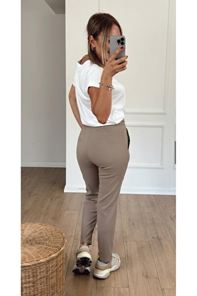 Double.Tt Women's Waist Elastic Lace Closure Double Leg Ankle Length Full Lycra Extra Comfortable High-End Pants