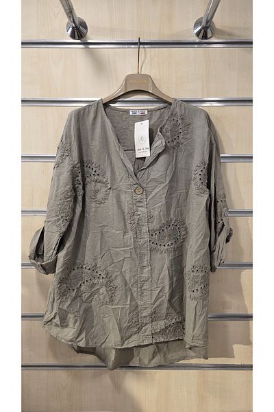 Park Moda Ιταλική βαμβακερή μπλούζα με ανάγλυφο σχέδιο