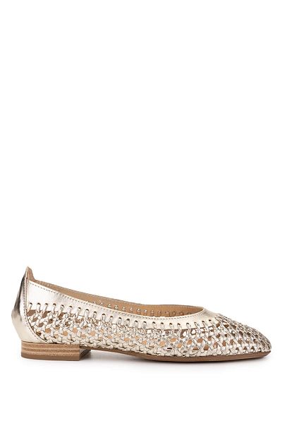 Donna Carolina Women's Genuine Leather Gold Ballerina Shoes