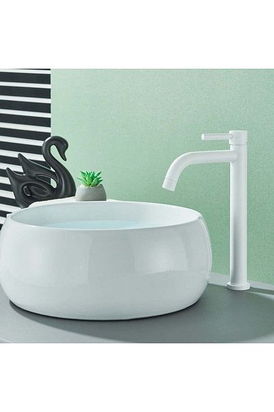 CasaVie Slim washbasin mixer, countertop mounted, glossy white, code 1699