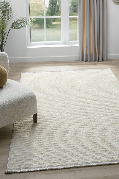 VİTALİHOME Moon Krem Halı Bukleli Yumuşak Dokulu İskandinav Dokuma Halı Salon Halısı 13820A