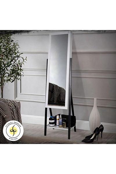 Fiyakalı Ürünler Atölyesi Tall Mirror and Jewelry Cabinet, Accessory Cabinet, Jewelry and Accessory Layout, Metal Legs