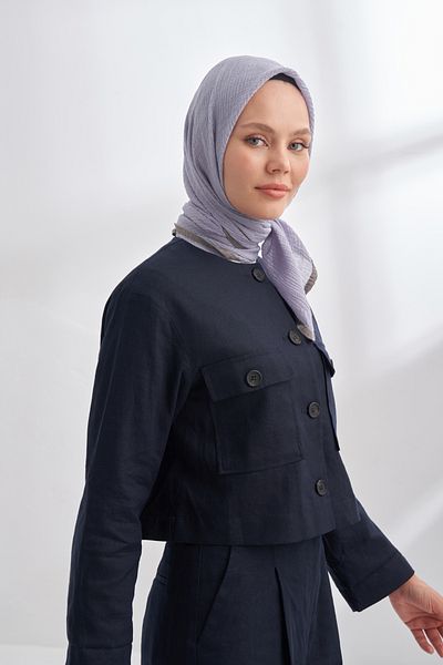 ARMANDA Muslin Tie Scarf - Gray Blue