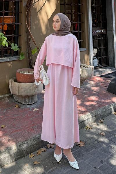 lamelif Σετ Φούστα Hijab Ροζ