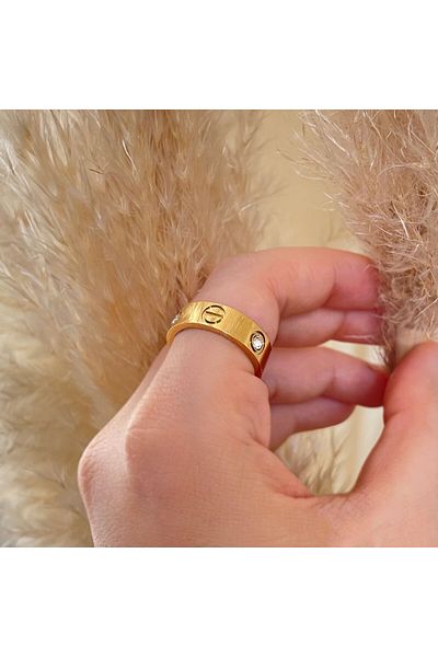 nerora Stainless Steel Gold Ring (Guaranteed No Tarnish)