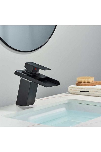 CasaVie LED washbasin mixer, waterfall type, single hole, black, code 1297