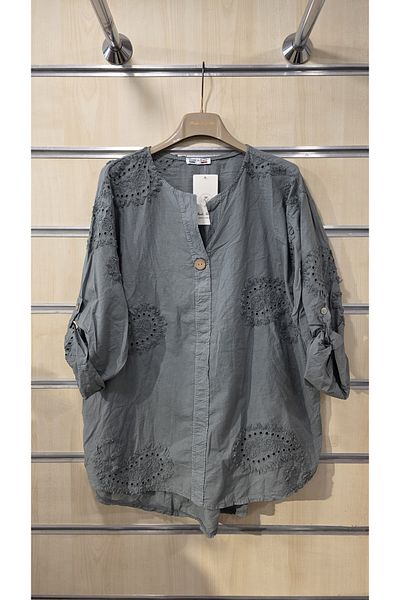 Park Moda Ιταλική βαμβακερή μπλούζα με ανάγλυφο σχέδιο