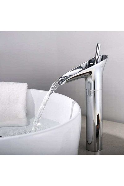CasaVie Brass basin mixer, waterfall type, silver chrome, code 1304