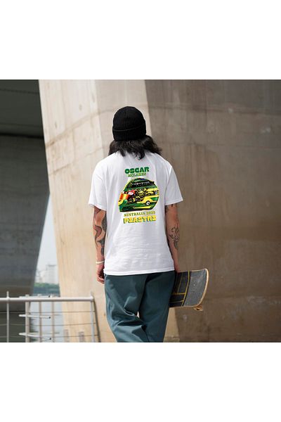 THE SHARK F1 Theme Back Print 100% Cotton White Men's T-Shirt