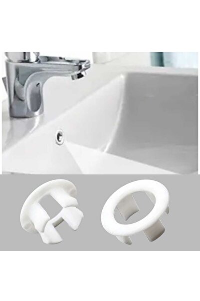 Mucha 2 Adet Beyaz Tam Delikli Mutfak Banyo Lavabo Taşma Halkası Drenaj Kapağı