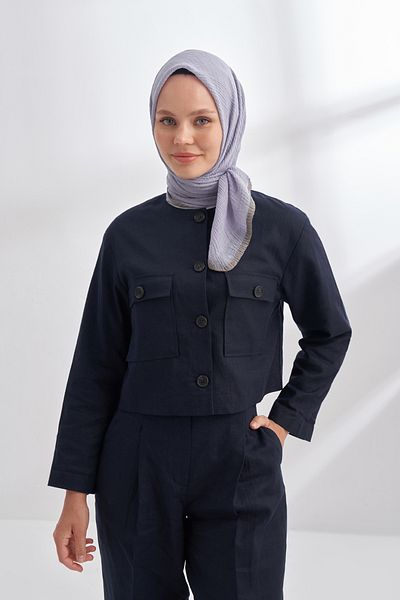 ARMANDA Muslin Tie Scarf - Gray Blue
