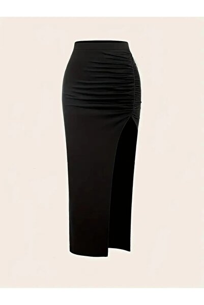 NoVibe Set de 3 fuste leopard negru cafea cu talie înaltă pentru femei