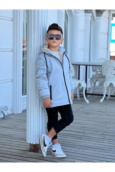 Pina Kids Boy's Hooded Fur Coat Km3050
