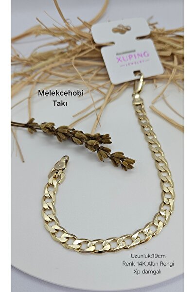 XUPING JEWELRY Melekcehobi Takı Xuping Marka 14K Altın Rengi Ezme Zincir Bile...
