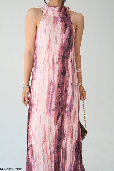 My Blog Pink Crashed Button Dress - 251059