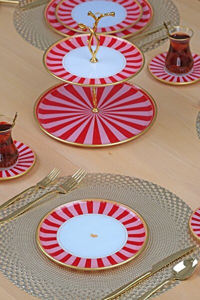 Glore Pink Line 26 Parça 6 Kişilik Pasta Takımı