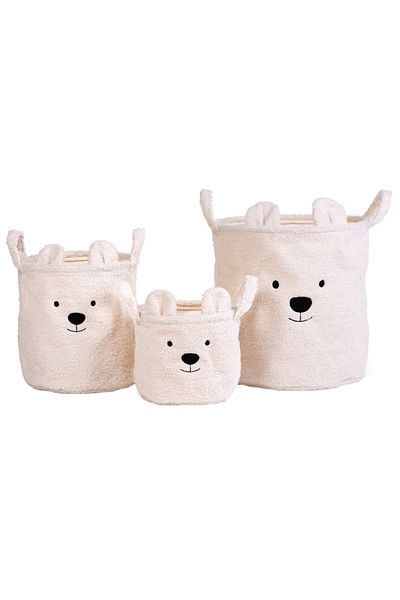 CHILDHOME Set 3 cosuri depozitare Teddy Alb