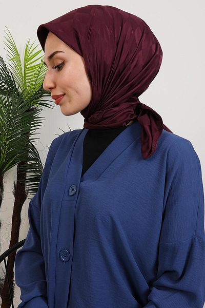 GİYZAMİLA Checkerboard Pattern Scarf Plum