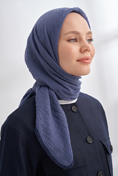 ARMANDA Muslin Tie Scarf - Dark Denim Blue