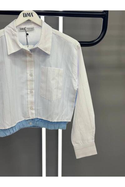 adel deniz collection Women's Terrycotton Striped Leaf Detail Double Piece Single Pocket Shirt Makes a Difference