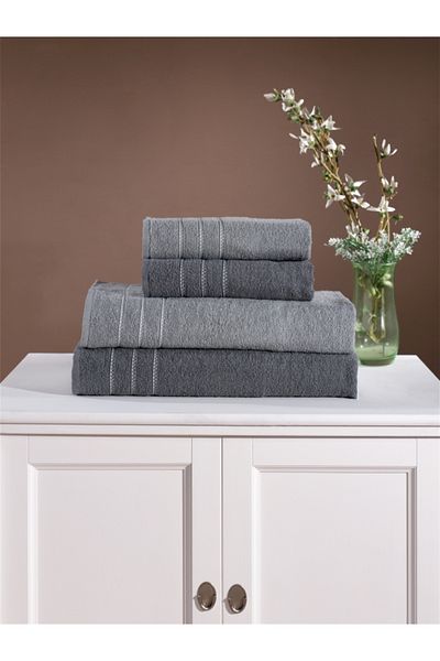 Elvira Home Collection Eh Βαμβακερό σετ πετσετών μπάνιου 4 τεμαχίων Σετ μπάνιου Σετ καθημερινής προίκας Πετσέτες μπάνιου