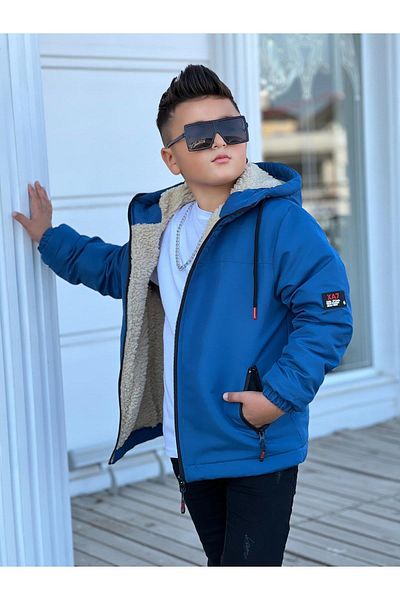 Pina Kids Boy's Hooded Fur Coat Km3050