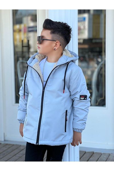 Zaziko Kids Boy's Hooded Fur Coat Km3050