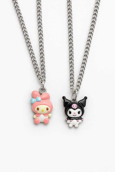 Herşey Nota Kuromi & My Melody Double Children's Necklace Best Friends Cute Jewelry Set Bff Girl's Necklace