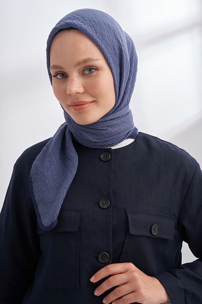 ARMANDA Muslin Tie Scarf - Dark Denim Blue