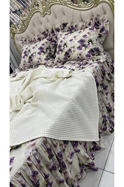 AHSEN TASARIM 5 D Digital Fabric Ruffle Bed Sheet Suitable for Bed 160X200 Cm...