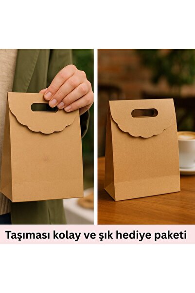 roco paper El Geçme Kraft Çanta, Hediye, Alışveriş, Butik, Parti ve Paketleme Çantası, 18x21 Cm, 12 Adet
