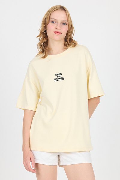 Rays Fular oversize galben cu imprimeu text moale 6265