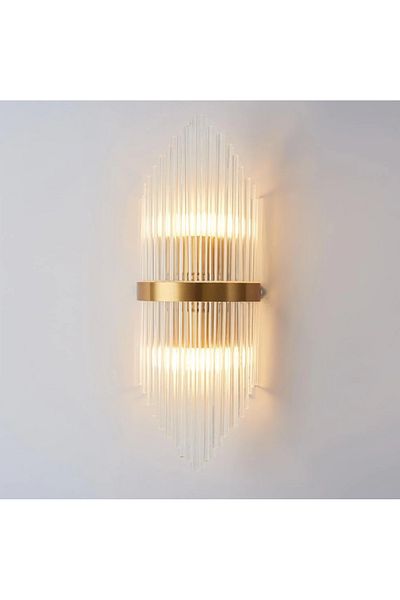 LUXXO Aplica Glam, 2xE14, corp aluminiu, decoruri sticla, 50x19x16cm