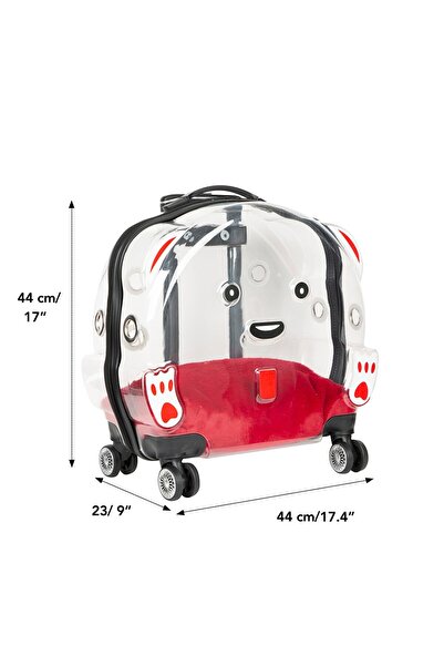 PLM Ice Pet Tekerlekli Çekçekli Kedi Köpek Taşıma Valizi, 42x44 x23 cm, Siyah