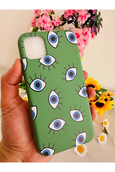 HyperAge iPhone 11 Case Evil Eye Design Printed Velvet Inside Launch Silicone Cover