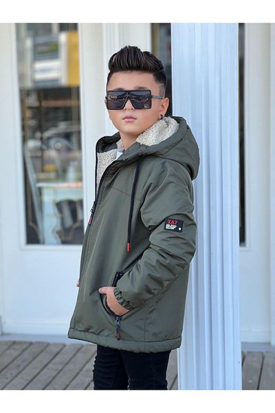 Zaziko Kids Boy's Hooded Fur Coat Km3050