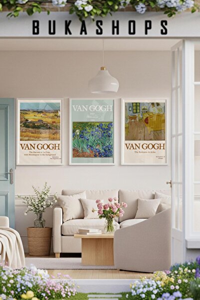 Buka Shops Vincent Van Gogh Efsane Eserler 3'lü Duvar Tablosu Seti - Beyaz Çerçeveli
