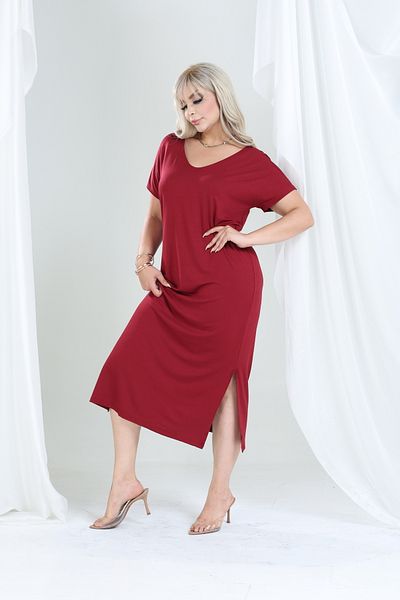 MJORA Plus Size Women's Viscose Knitted Basic Casual Dress
