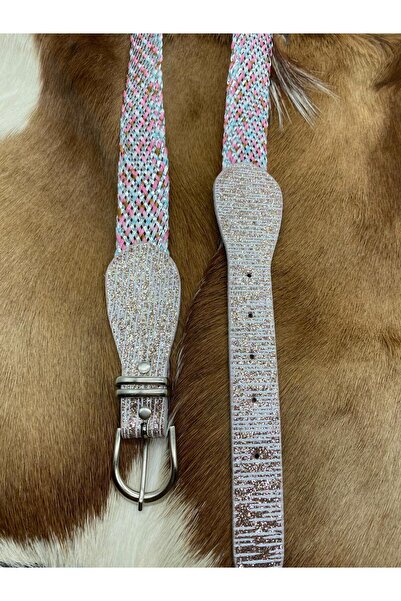 ASLIHAN KEMER Pink Silver Buckle Women's Belt