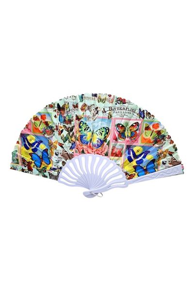 OEM Evantai pliabil din plastic și material textil cu design fluture, model 2