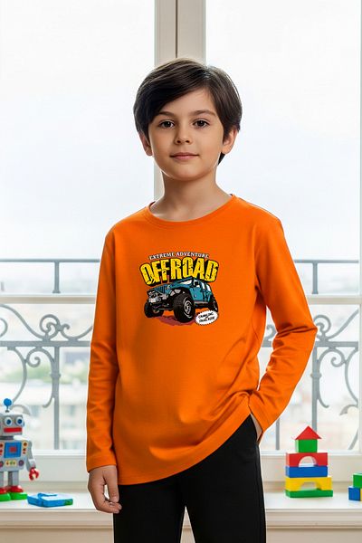 FYK KİDS Zero Collar Off Road Printed Boy's Sweatshirt