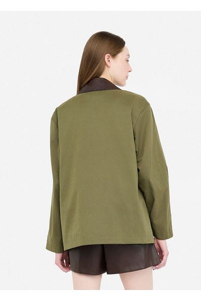 Liu Jo Women's Comfortable Fit Notched Collar Pocket Detailed Long Sleeve Khaki Coat Mf5082T108A-90512