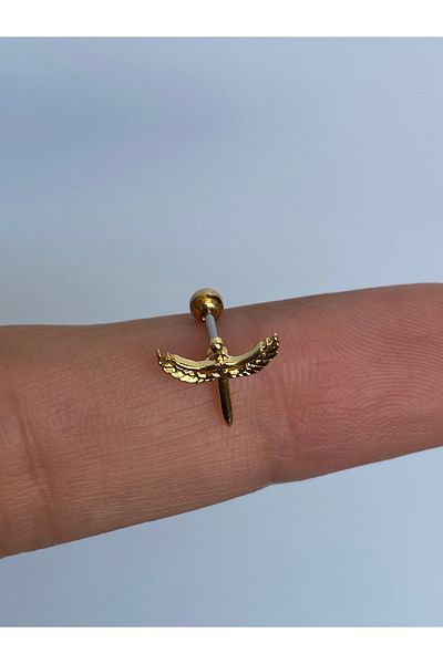 kurukafagift Helix Tragus Cartilage Steel Piercing with Michael Angel Figure 8 mm