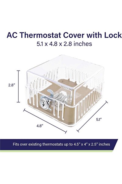 Generic BISupply AC Thermostat Lock Box with Key - Air Condition Control Wall Guard 5.1x4.8x2.8in Thermostat